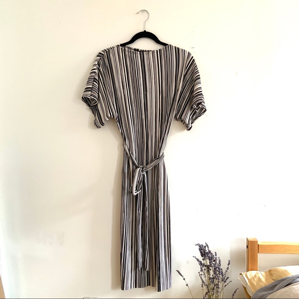 Topshop Black and White Striped Midi Dress